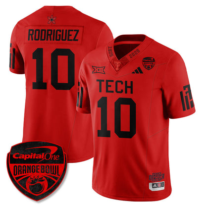 TTU Stranger Things Vapor Limited Football Jersey - Orange Bowl - Stitched