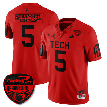 TTU Stranger Things Vapor Limited Football Jersey - Orange Bowl - Stitched