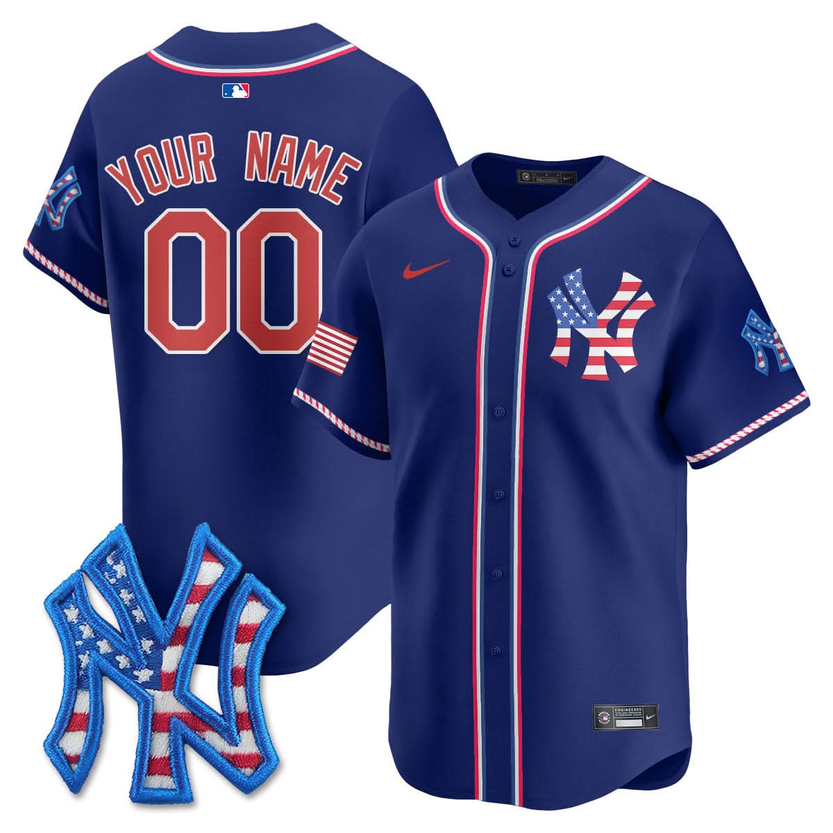 NYY 2025 Fourth of July Custom Jersey - Stitched