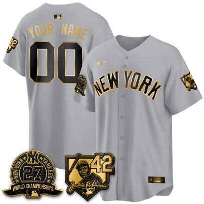 NYY 2026 Jackie Robinson Day Vapor Limited Gold Edition Custom Jersey - Stitched
