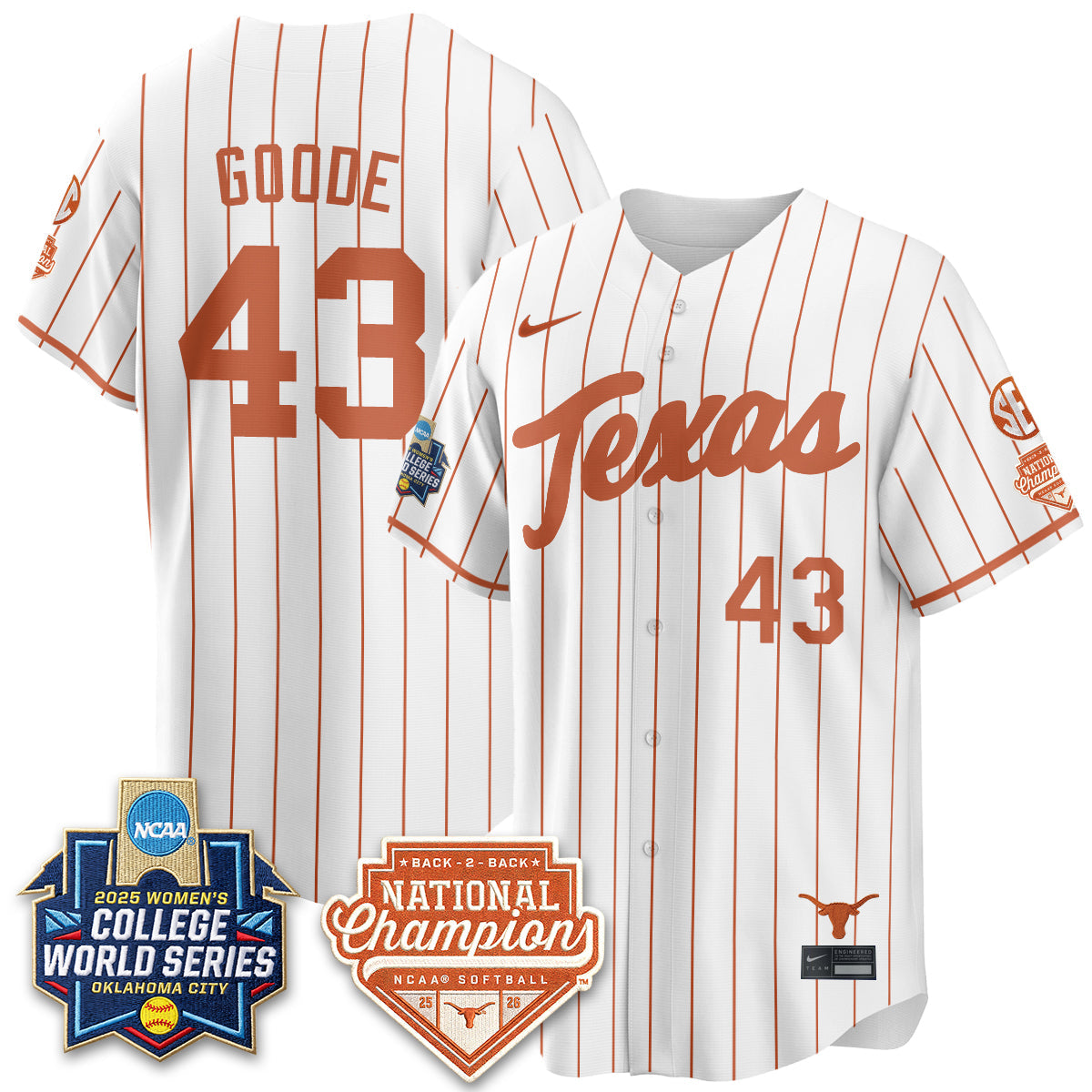 TEX Softball 2026 World Series (WCWS) Vapor Premier Limited Jersey - B2B Champs - Stitched