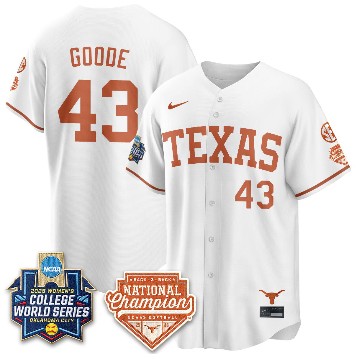 TEX Softball 2026 World Series (WCWS) Vapor Premier Limited Jersey - B2B Champs - Stitched