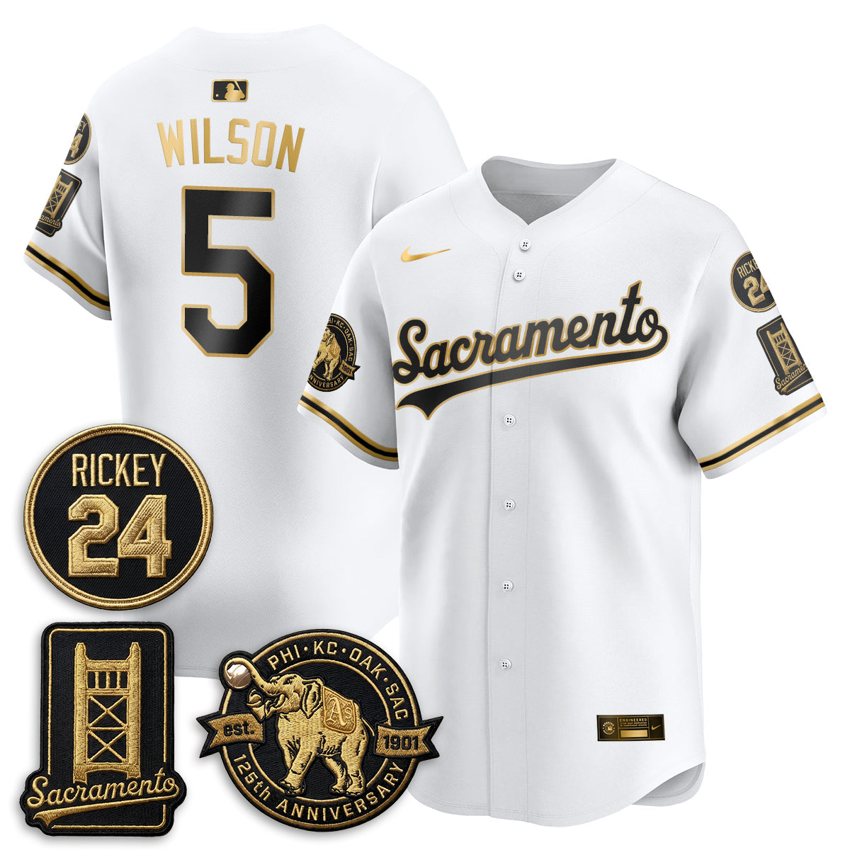 OAK 2026 Alternate Sacramento 125 Years Limited Vapor Gold Edition Jersey - Stitched