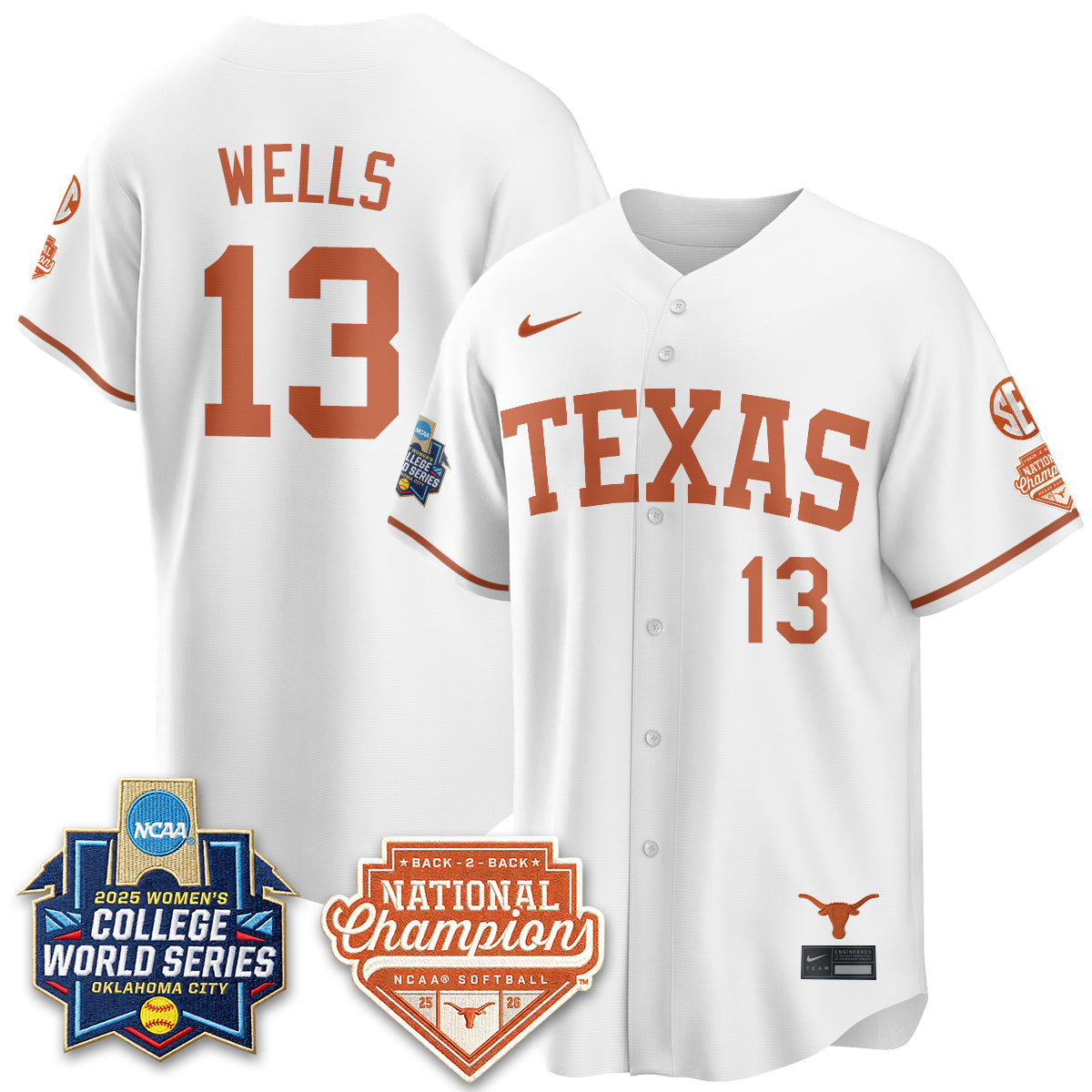TEX Softball 2026 World Series (WCWS) Vapor Premier Limited Jersey - B2B Champs - Stitched