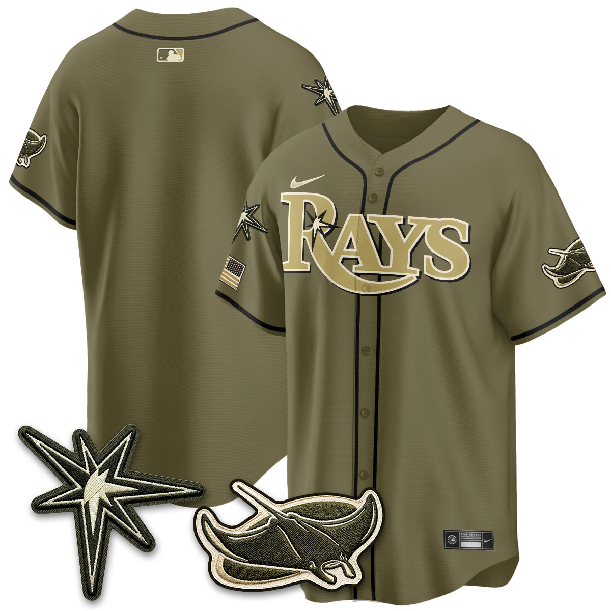 TB New Era Olive 2026 Armed Forces Day Jersey - Stitched