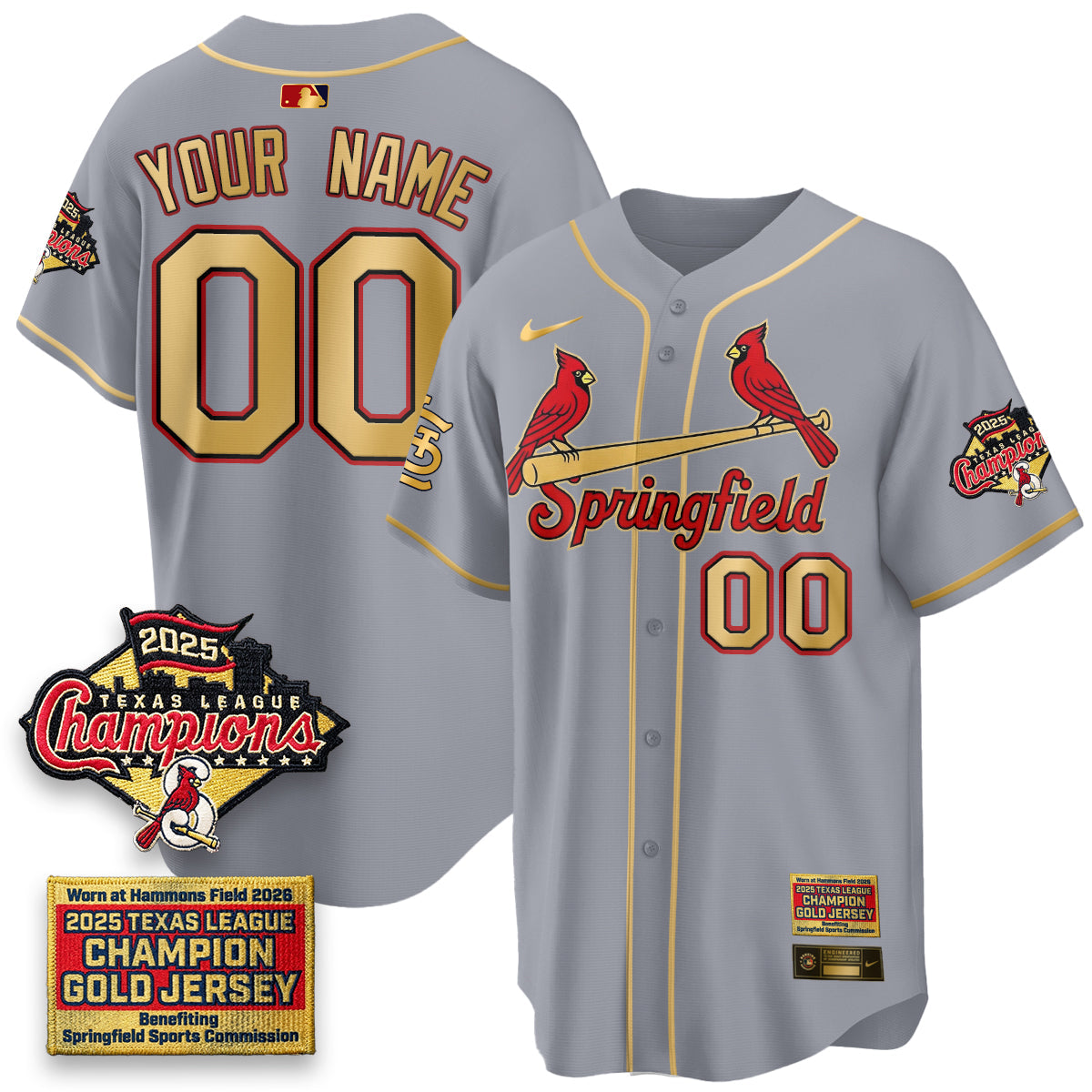 STL Springfield's Championship Gold Limited Custom Jerseys - Stitched