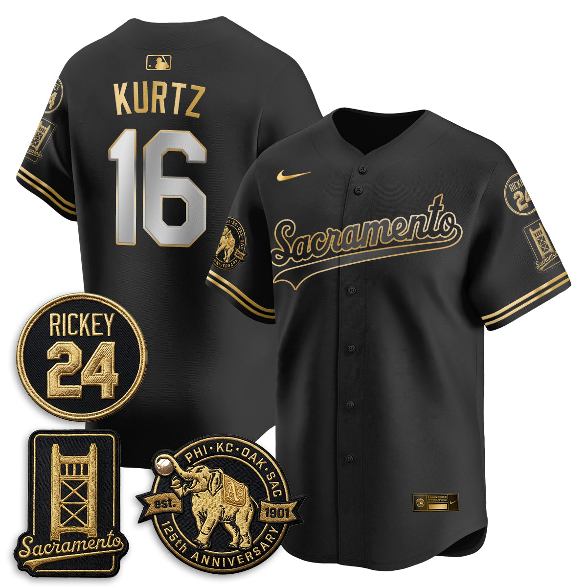 OAK 2026 Alternate Sacramento 125 Years Limited Vapor Gold Edition Jersey - Stitched