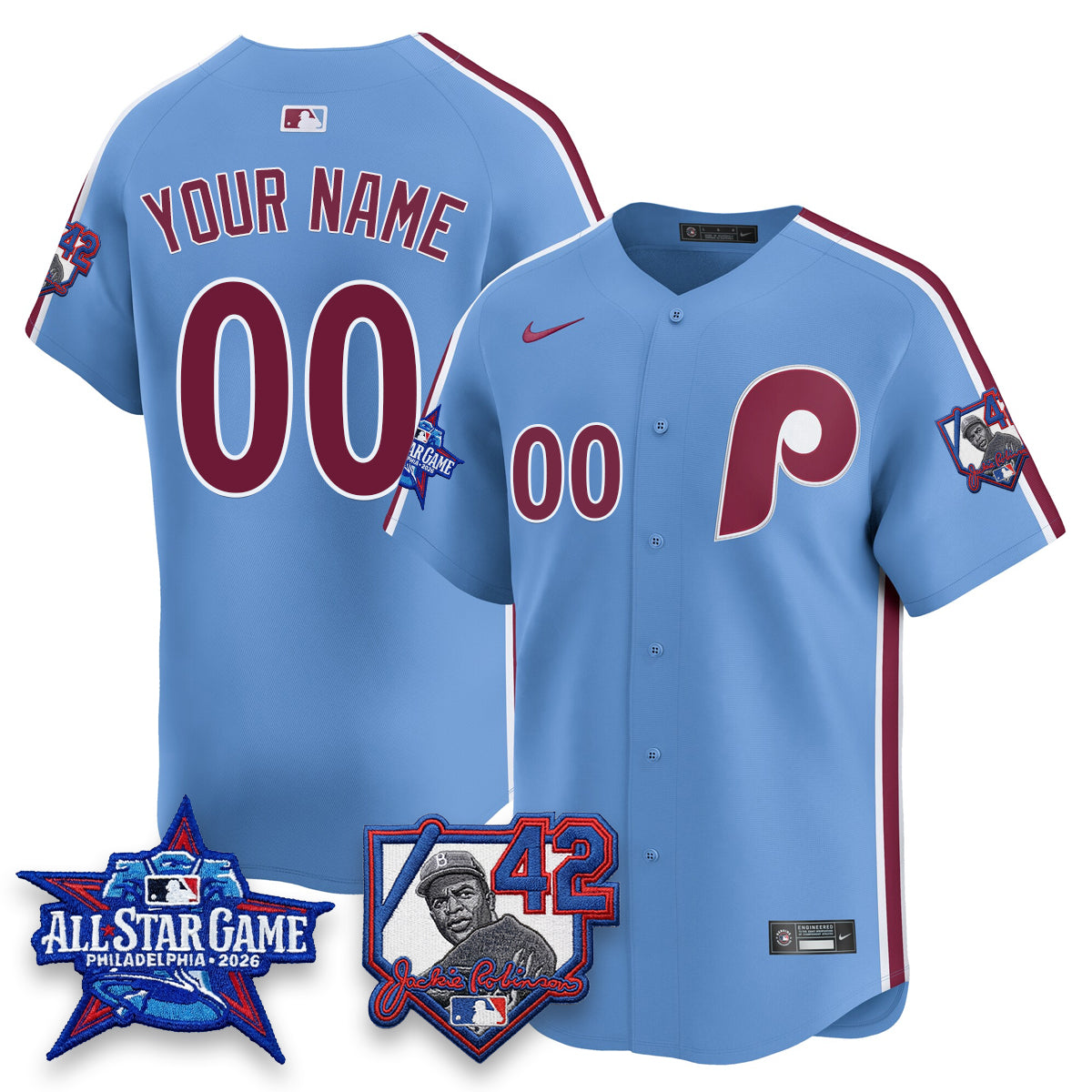 PHI 2026 Jackie Robinson New Era - All Star Game Vapor Limited Custom Jersey - Stitched