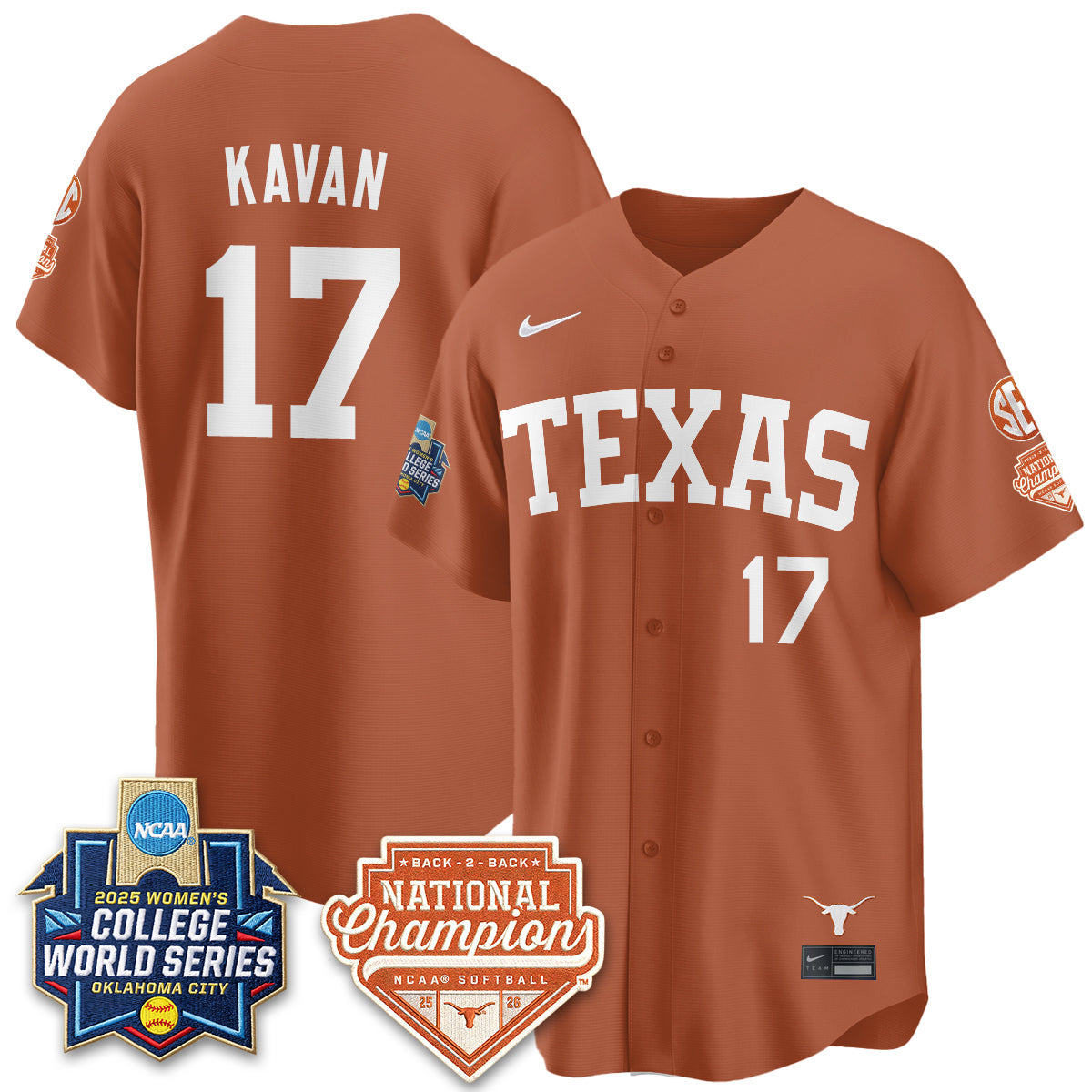 TEX Softball 2026 World Series (WCWS) Vapor Premier Limited Jersey - B2B Champs - Stitched