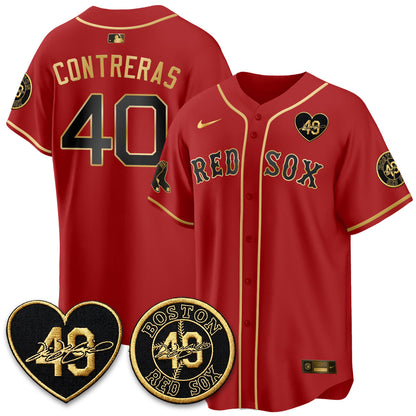 BOS Tim Wakefield Memorial Patch Vaper Premier Limited Gold Edition Jersey - Stitched