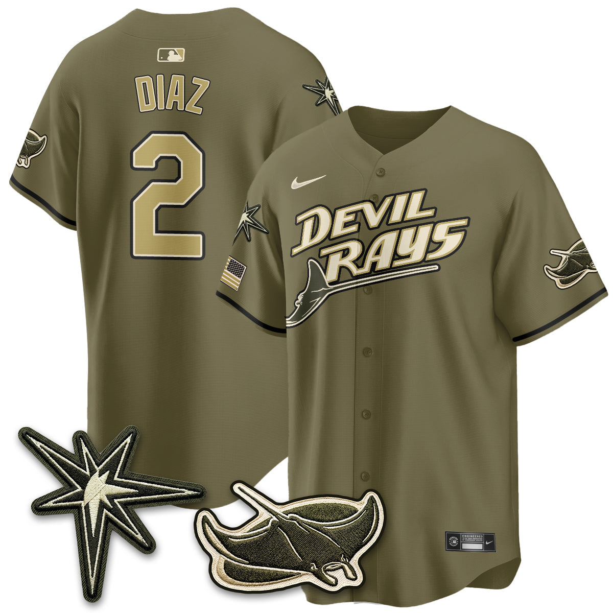 TB New Era Olive 2026 Armed Forces Day Jersey - Stitched