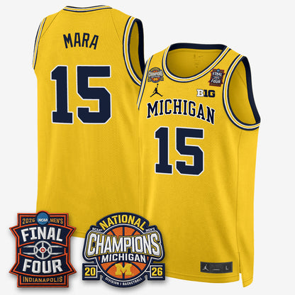 MICH Men's Basketball National Champions Big Text Limited Vapor Jersey - Stitched