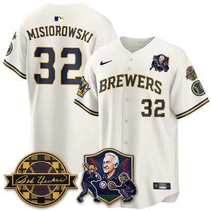 MIL Bob Uecker - 54 Seasons for Brewers' Vapor Limited Gold Jersey - Stitched