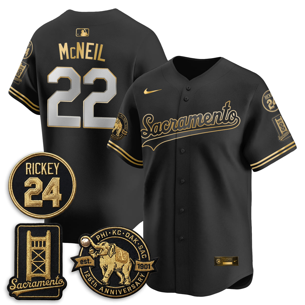 OAK 2026 Alternate Sacramento 125 Years Limited Vapor Gold Edition Jersey - Stitched