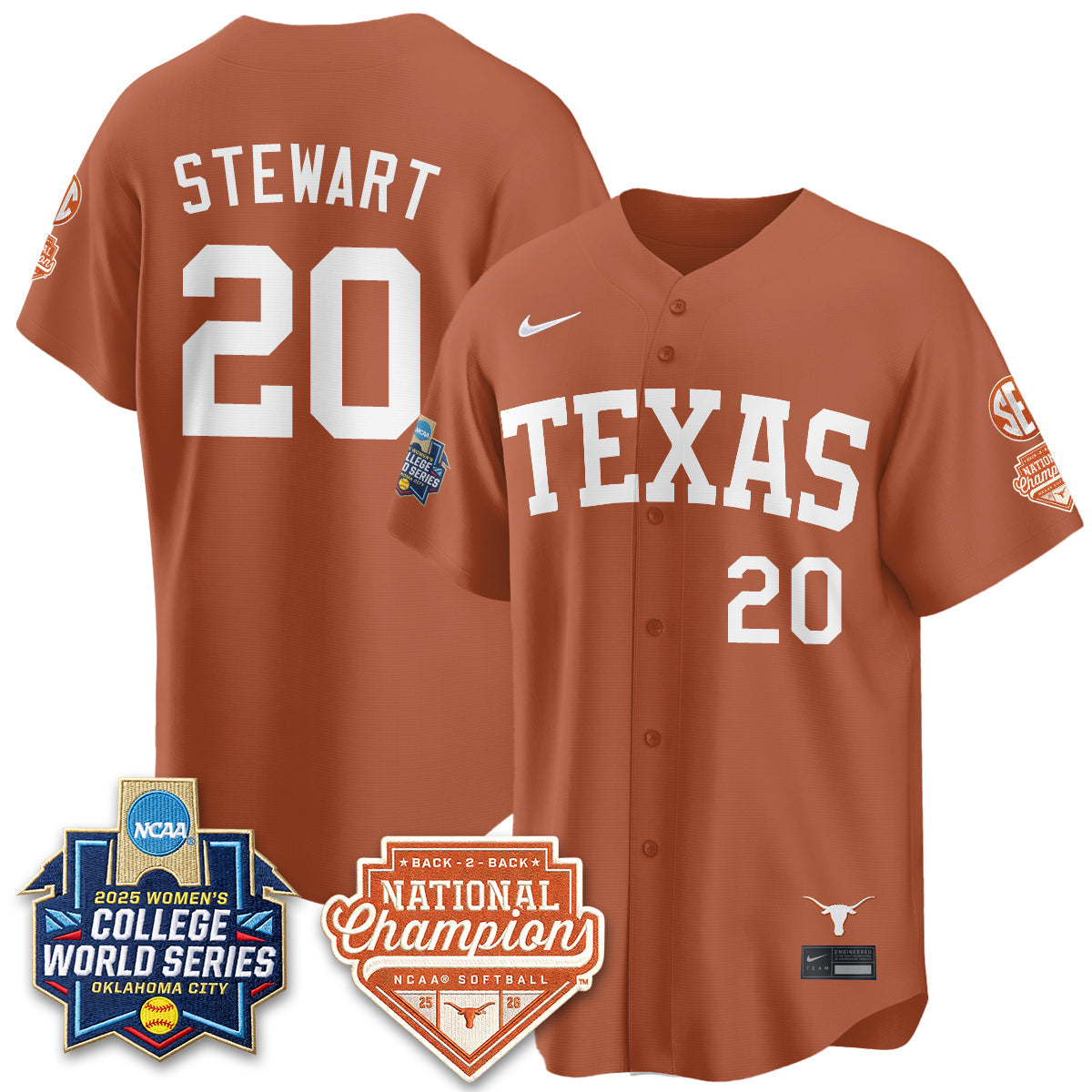 TEX Softball 2026 World Series (WCWS) Vapor Premier Limited Jersey - B2B Champs - Stitched