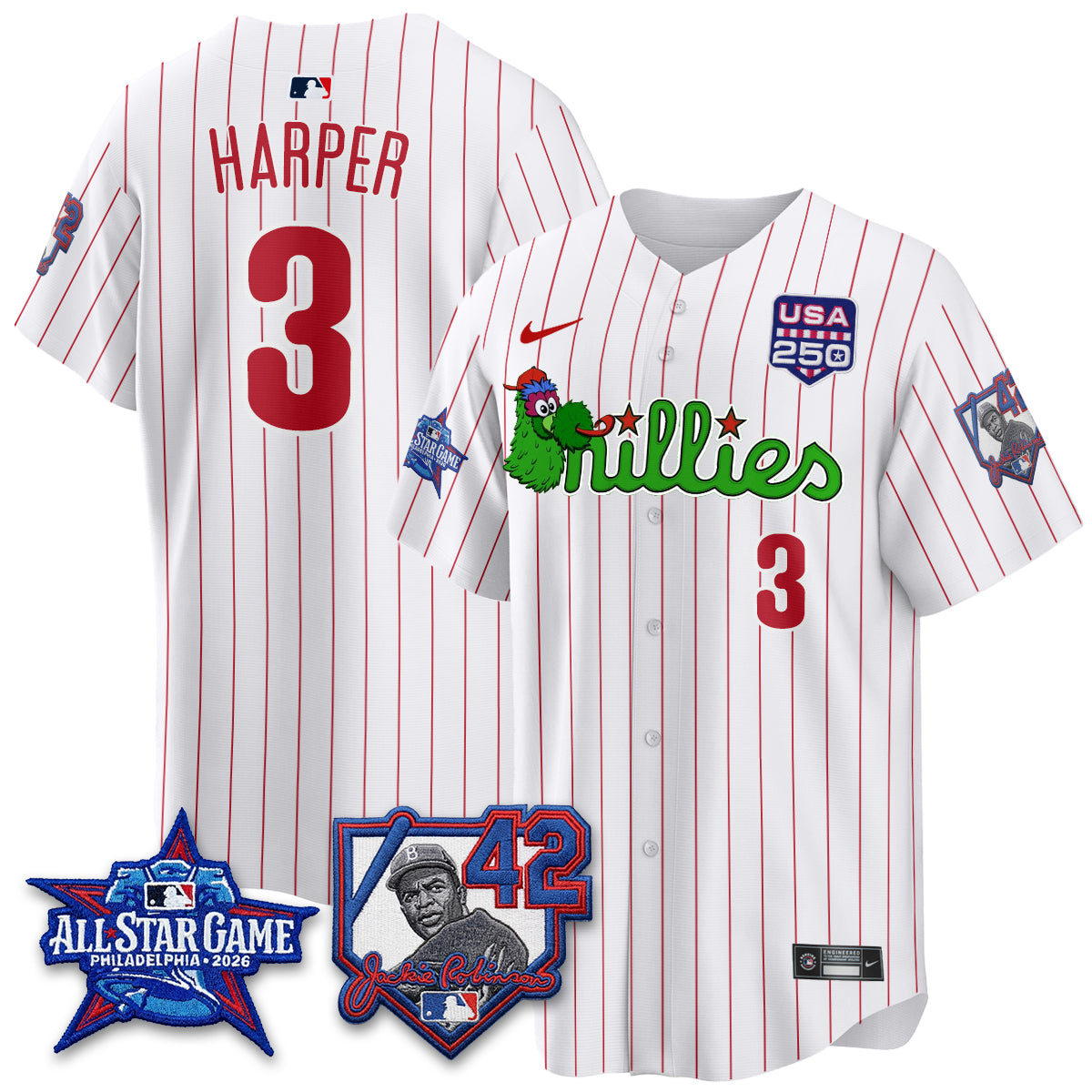 PHI Phanatic 2026 New Era & 250th USA Vapor Limited Jersey - All Star Game - Stitched