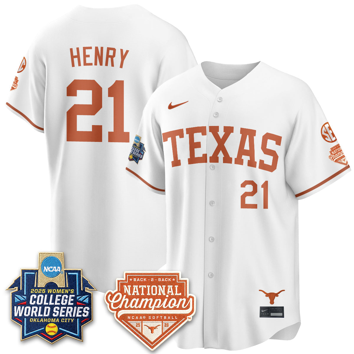 TEX Softball 2026 World Series (WCWS) Vapor Premier Limited Jersey - B2B Champs - Stitched