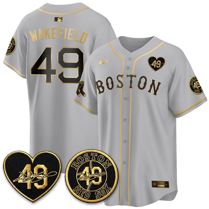 BOS Tim Wakefield Memorial Patch Vaper Premier Limited Gold Edition Jersey - Stitched