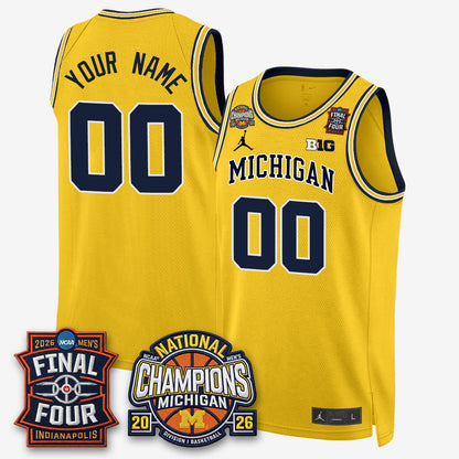 MICH Men's Basketball National Champions Big Text Limited Vapor Custom Jersey - Stitched