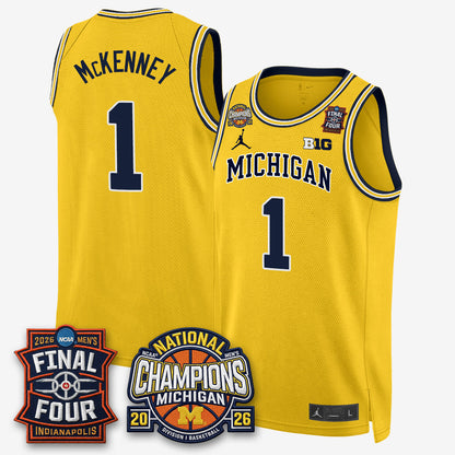 MICH Men's Basketball National Champions Big Text Limited Vapor Jersey - Stitched