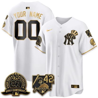 NYY 2026 Jackie Robinson Day Vapor Limited Gold Edition Custom Jersey - Stitched - V2