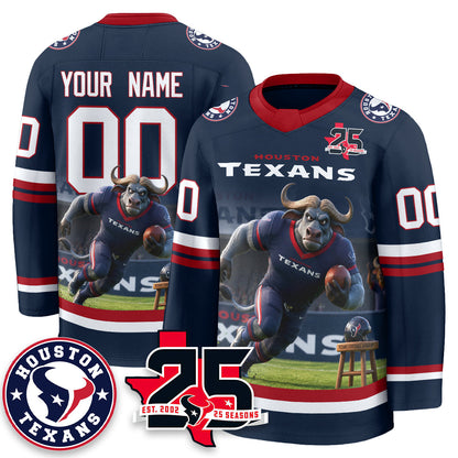 HOU x Bull Chief Edition Custom Hockey Jersey - Printed