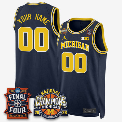 MICH Men's Basketball National Champions Big Text Limited Vapor Custom Jersey - Stitched