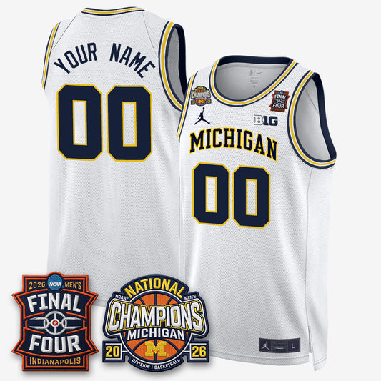 MICH Men's Basketball National Champions Big Text Limited Vapor Custom Jersey - Stitched