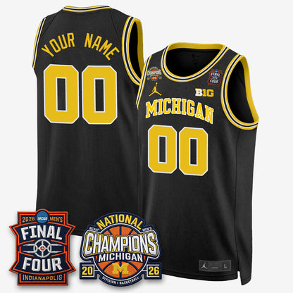 MICH Men's Basketball National Champions Big Text Limited Vapor Custom Jersey - Stitched