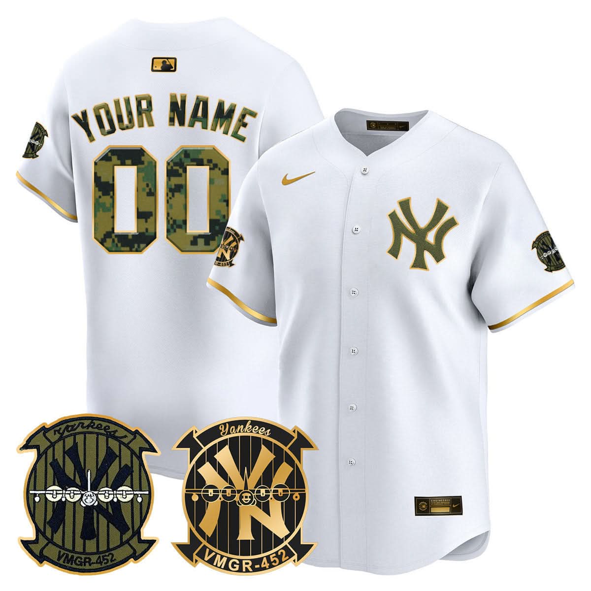 New York Yankees Woodland USMC Alternate Vapor Premier Limited Custom Jersey - All Stitched
