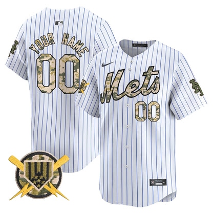 Mets Armed Forces Day Vapor Premier Limited Custom Jersey - All Stitched