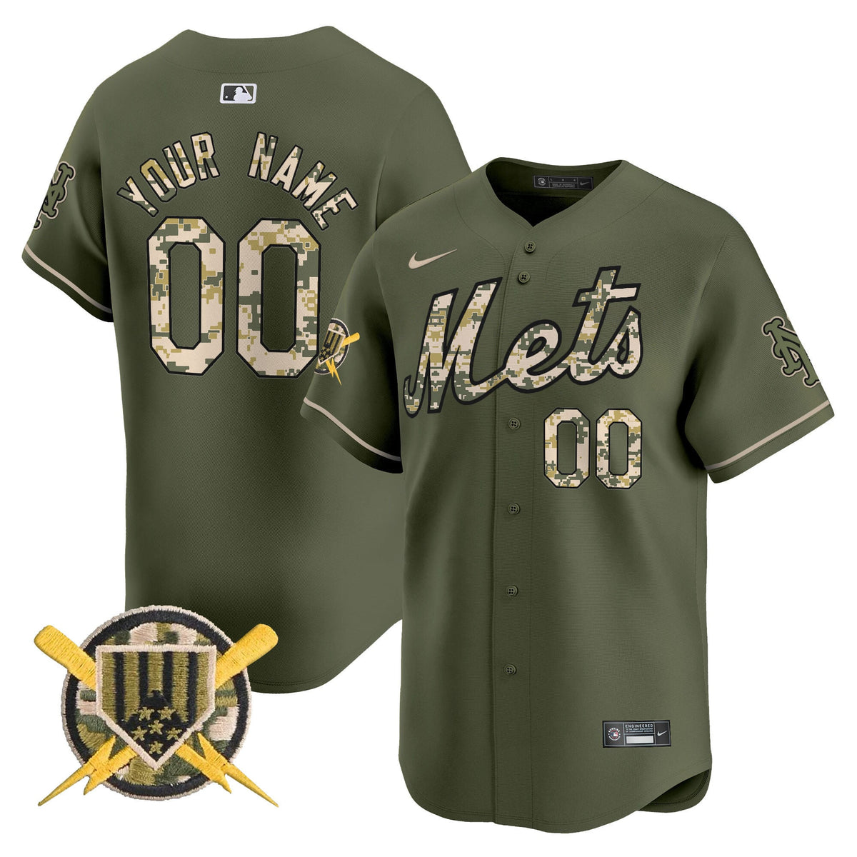 Mets Armed Forces Day Vapor Premier Limited Custom Jersey - All Stitched