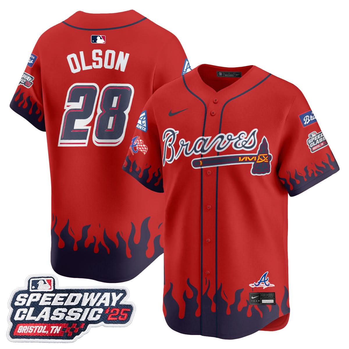 Men's Atlanta Braves 2025 Speedway Classic Limited Jersey V2 - All Stitched