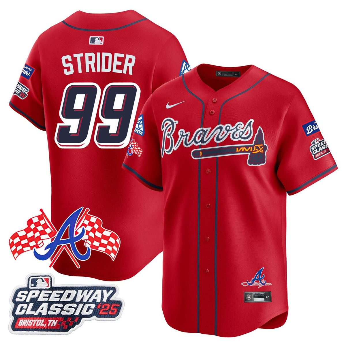 Men's Atlanta Braves 2025 Speedway Classic Limited Jersey V1 - All Stitched