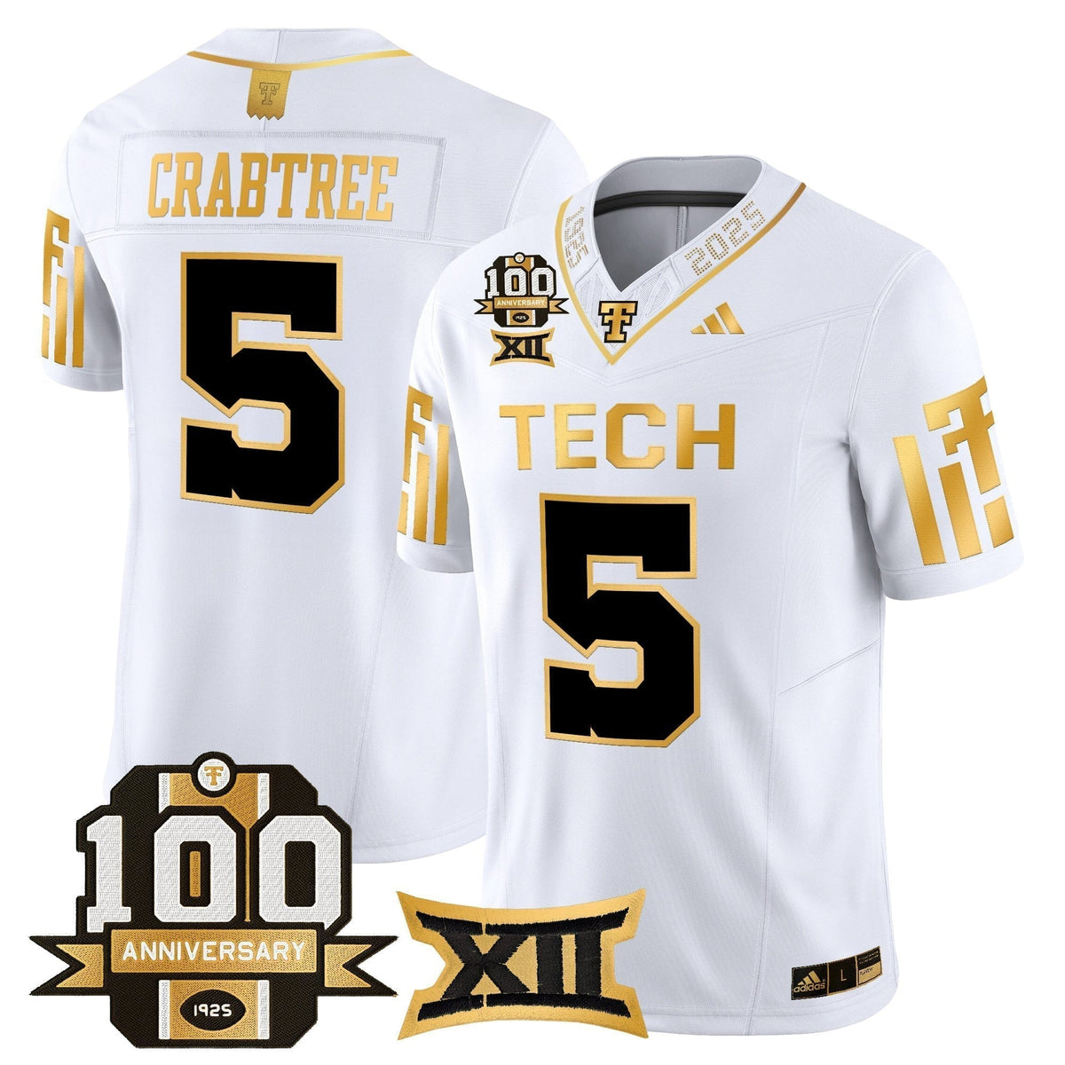 Men's Texas Tech Red Raiders 2025 Gold Vapor Limited Jersey - 100th Anniversary Patch - All Stitched