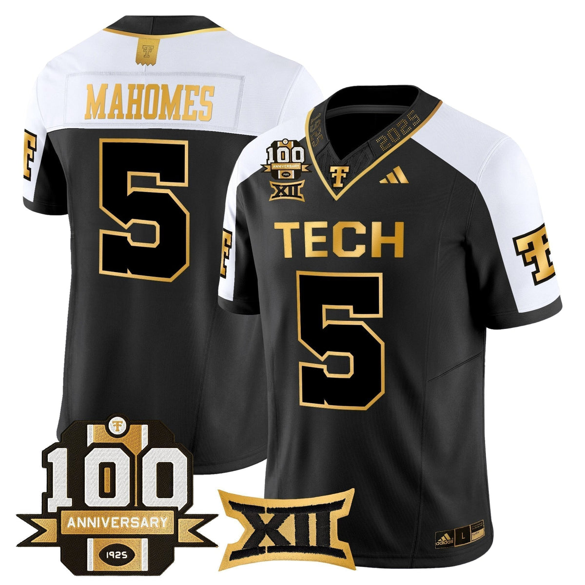 Men's Texas Tech Red Raiders 2025 Gold Vapor Limited Jersey - 100th Anniversary Patch - All Stitched