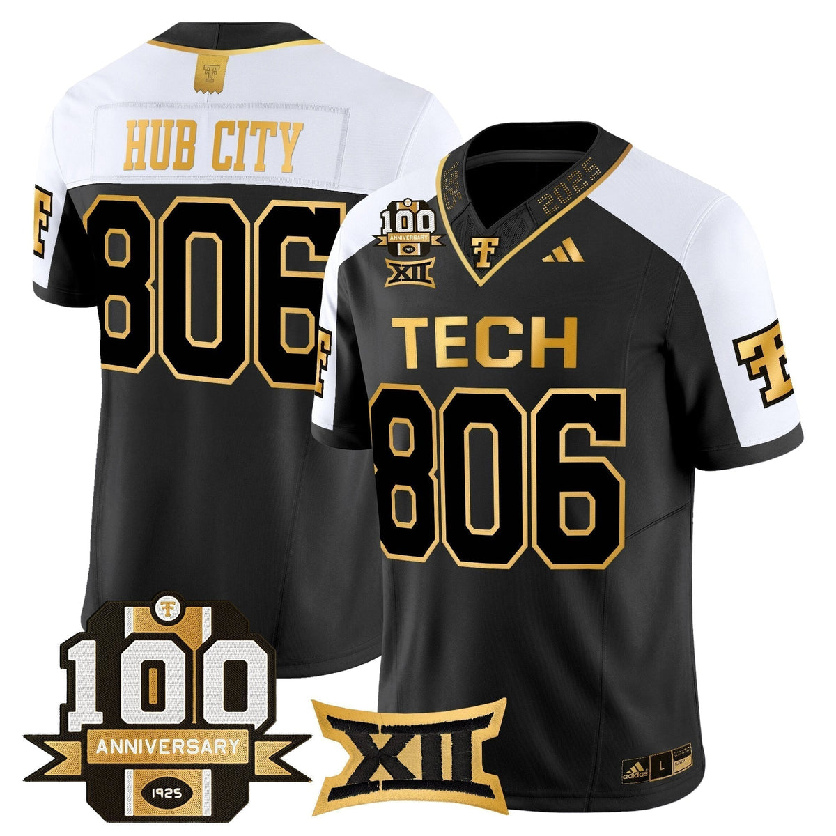 Men's Texas Tech Red Raiders 2025 Gold Vapor Limited Jersey - 100th Anniversary Patch - All Stitched