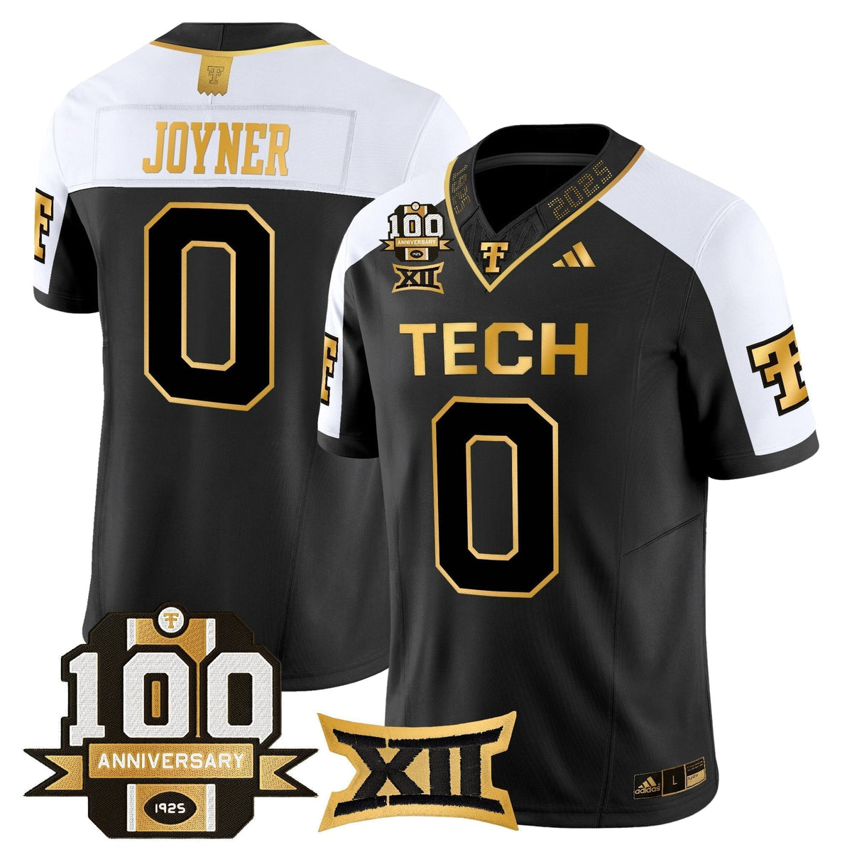 Men's Texas Tech Red Raiders 2025 Gold Vapor Limited Jersey - 100th Anniversary Patch - All Stitched