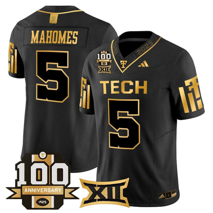 Men's Texas Tech Red Raiders 2025 Gold Vapor Limited Jersey - 100th Anniversary Patch - All Stitched
