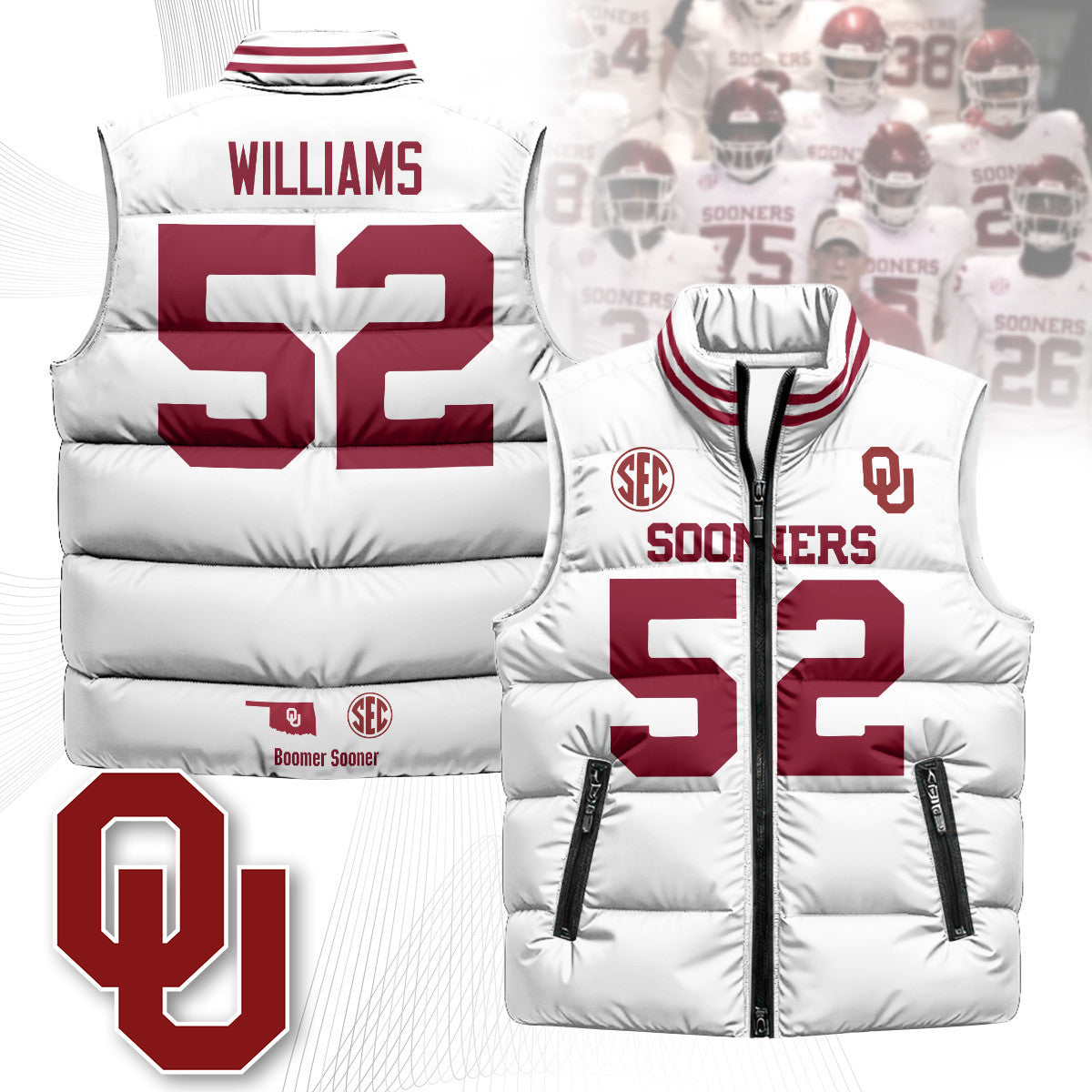 Oklahoma Sooners Unisex Puffer Vest