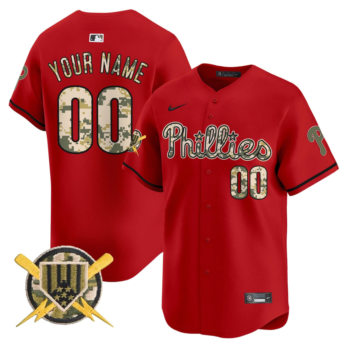 Phillies Armed Forces Day Vapor Premier Limited Custom Jersey - All Stitched