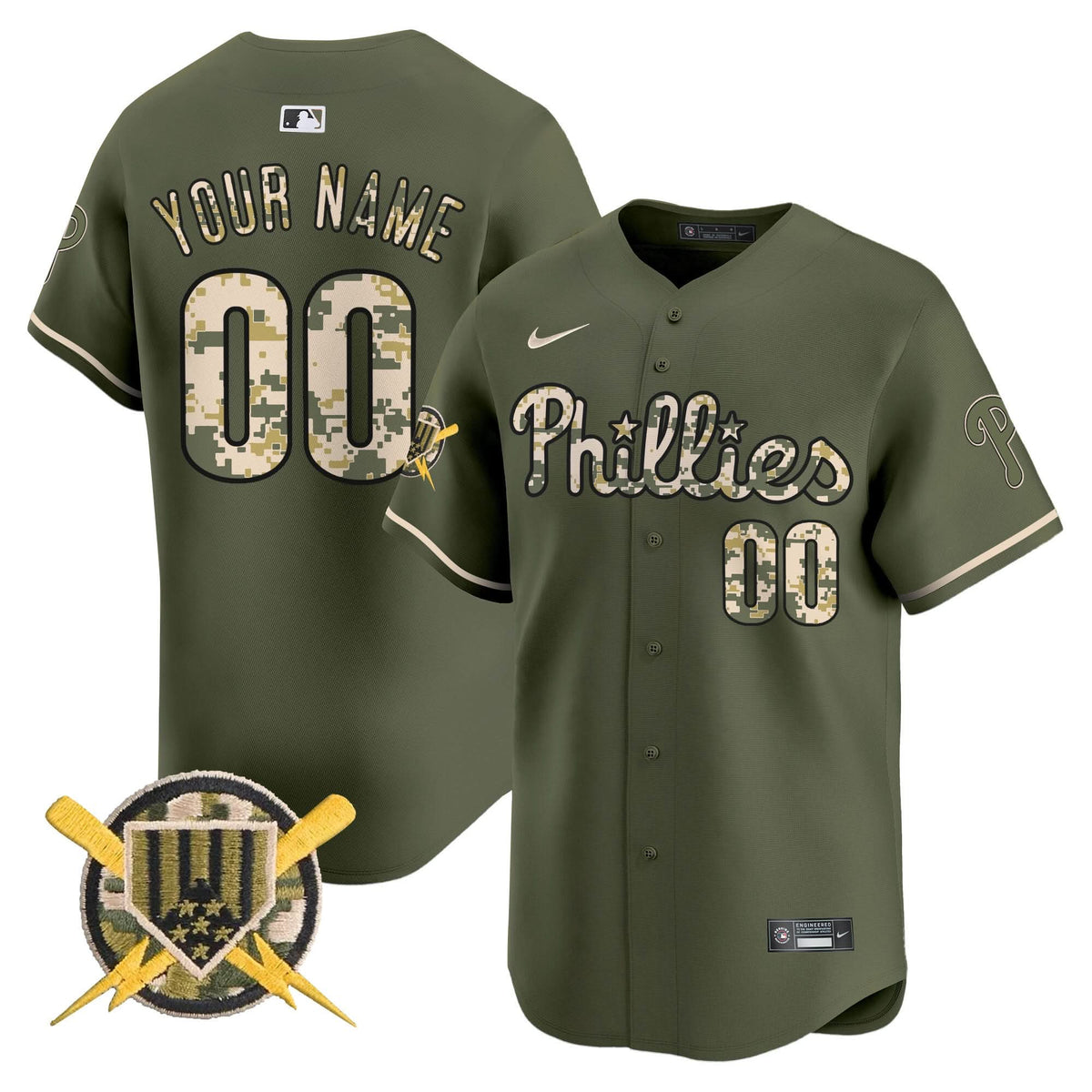 Phillies Armed Forces Day Vapor Premier Limited Custom Jersey - All Stitched