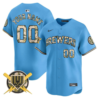 Milwaukee Brewers Armed Forces Day Vapor Premier Limited Custom Jersey - All Stitched