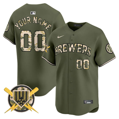 Milwaukee Brewers Armed Forces Day Vapor Premier Limited Custom Jersey - All Stitched
