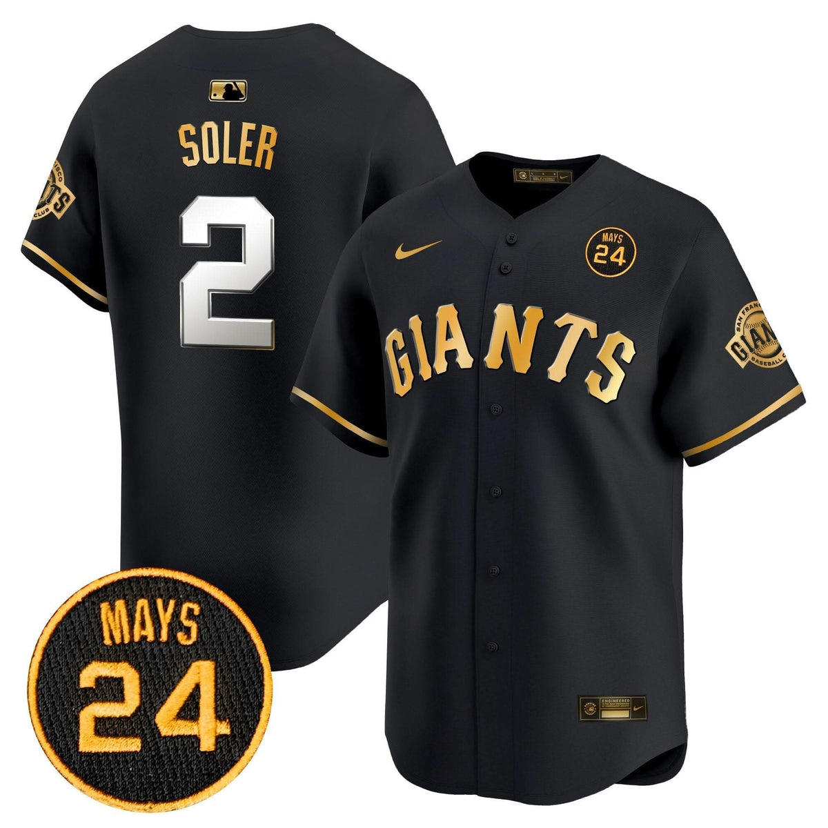 SFG 2024 Willie Mays Patch Vapor Premier Limited Jersey V3 - Stitched