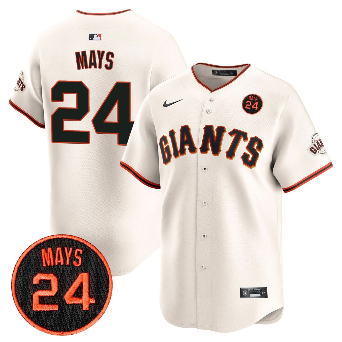 SFG 2024 Willie Mays Patch Vapor Premier Limited Jersey V3 - Stitched
