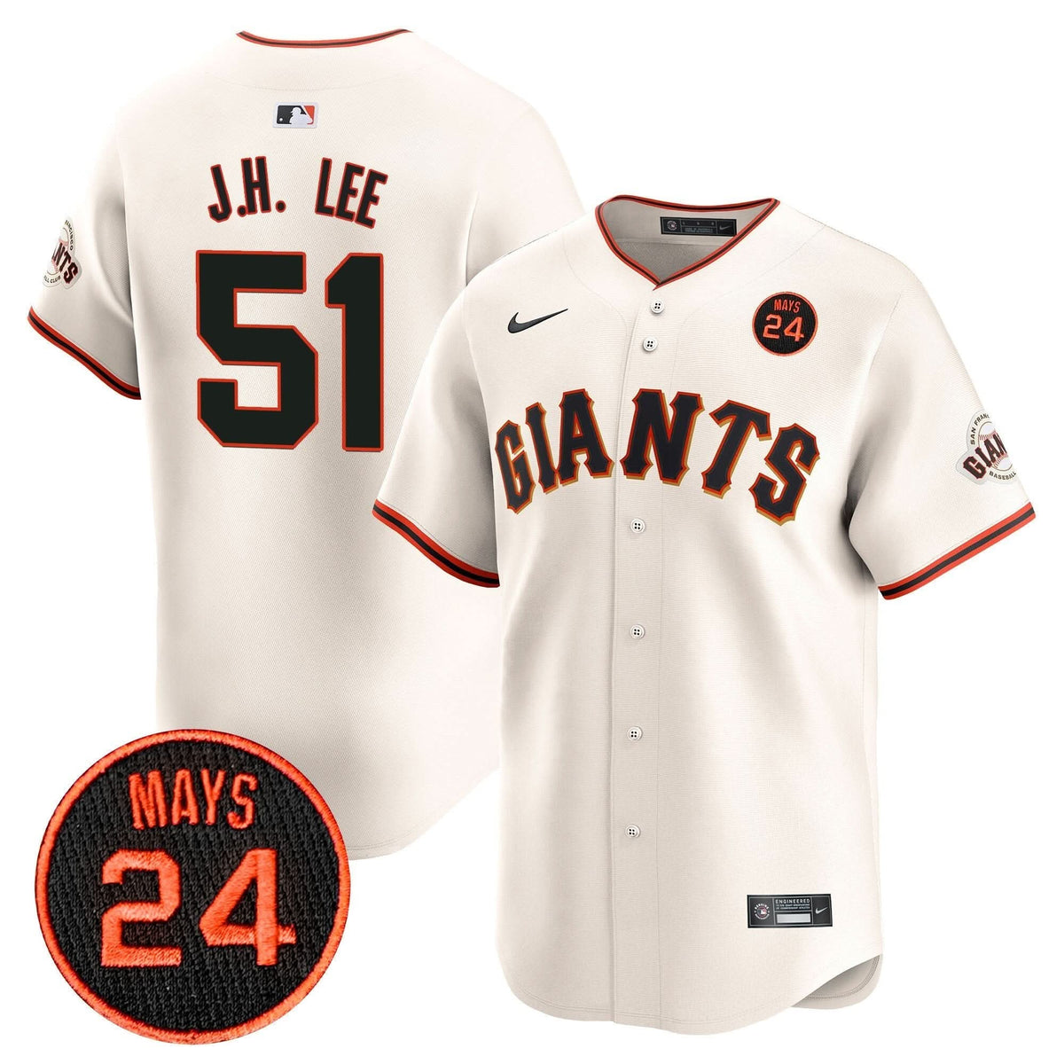 SFG 2024 Willie Mays Patch Vapor Premier Limited Jersey V3 - Stitched