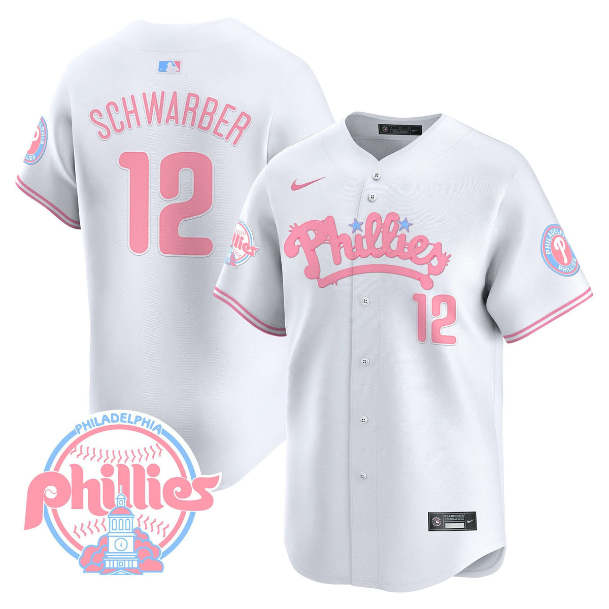 Men's Phillies Bubblegum Pink Vapor Premier Limited Jersey - All Stitched