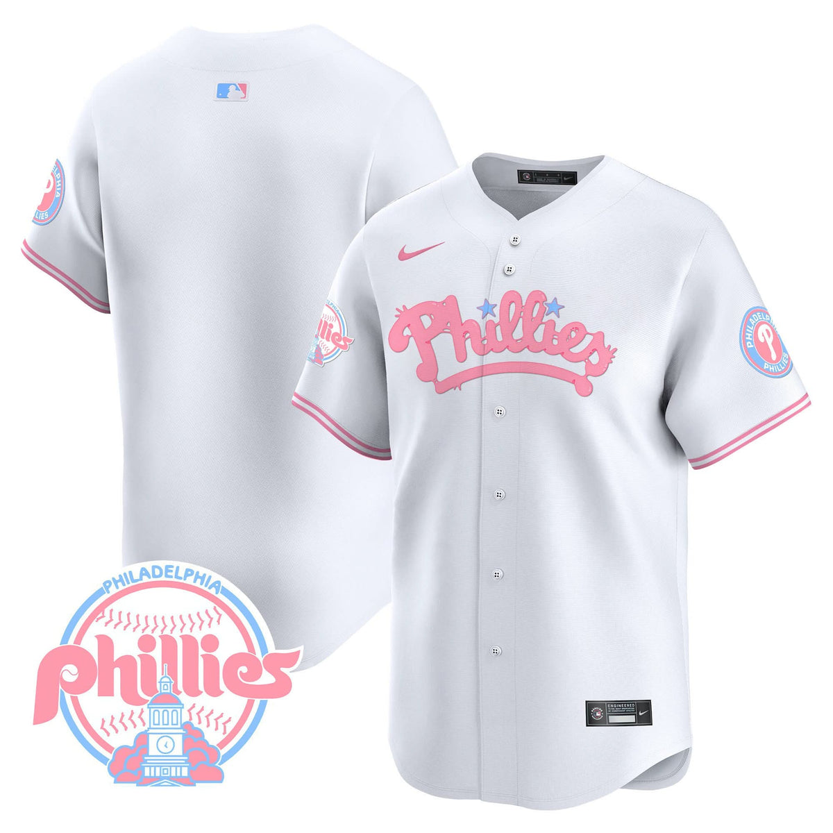 Men's Phillies Bubblegum Pink Vapor Premier Limited Jersey - All Stitched