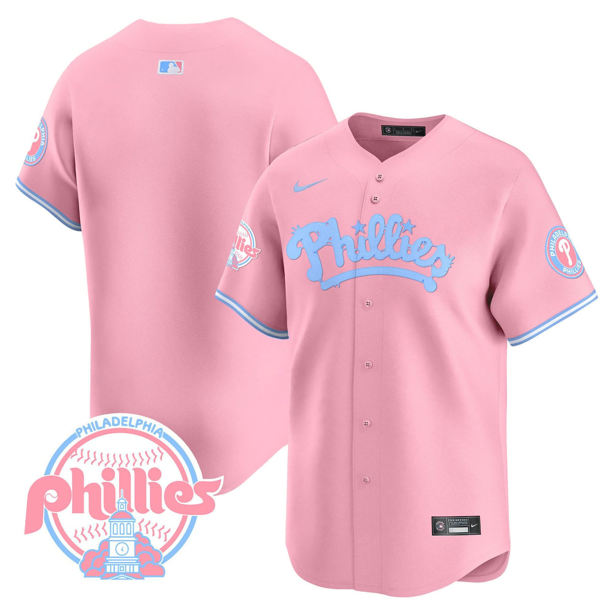 Men's Phillies Bubblegum Pink Vapor Premier Limited Jersey - All Stitched